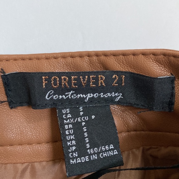 Forever 21 Vegan Leather Brown Mini Skirt - Picture 3 of 6